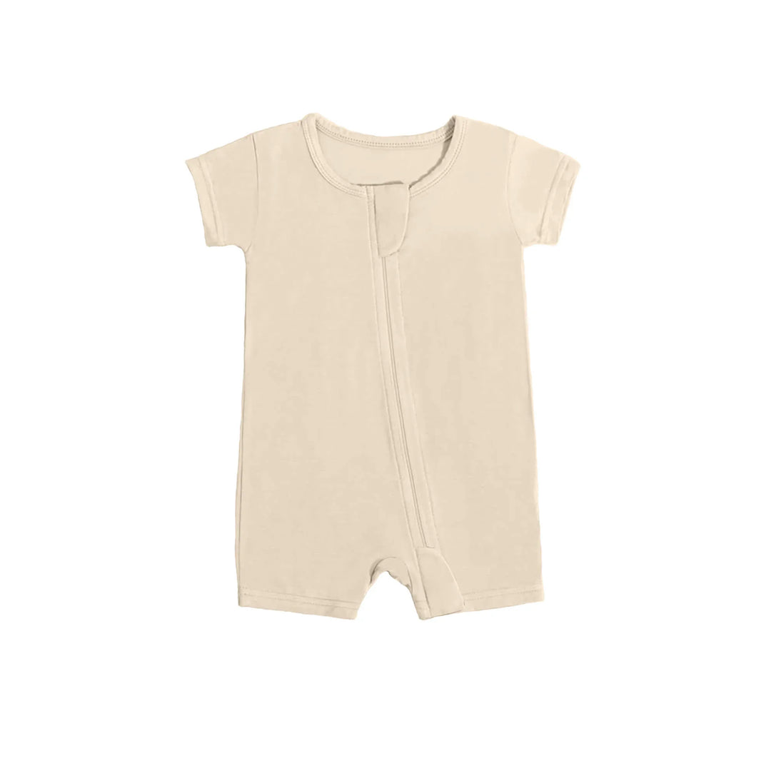 Shorty Zippered Romper in Antique White