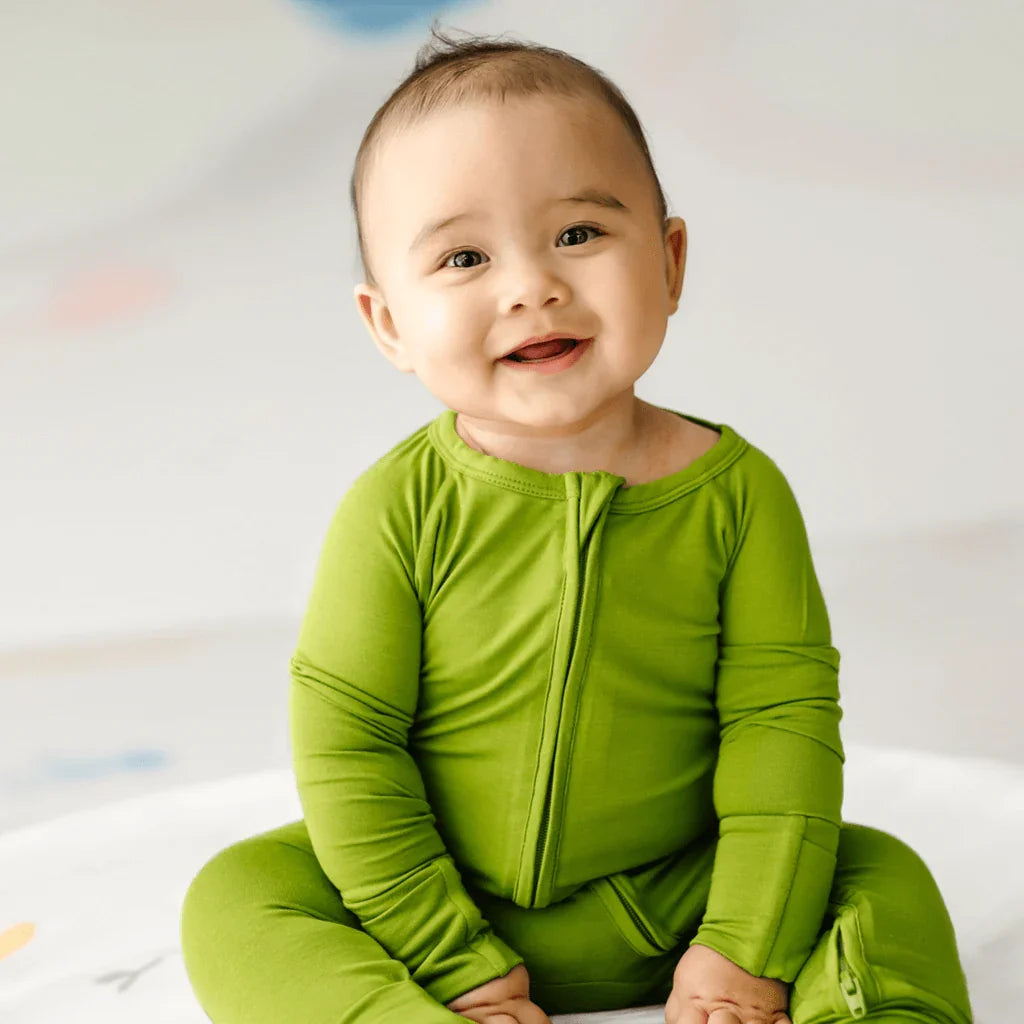 Bamboo Convertible Zippered Romper , Bamboo Convertible Zippered Romper - Avocado / 0-3M
