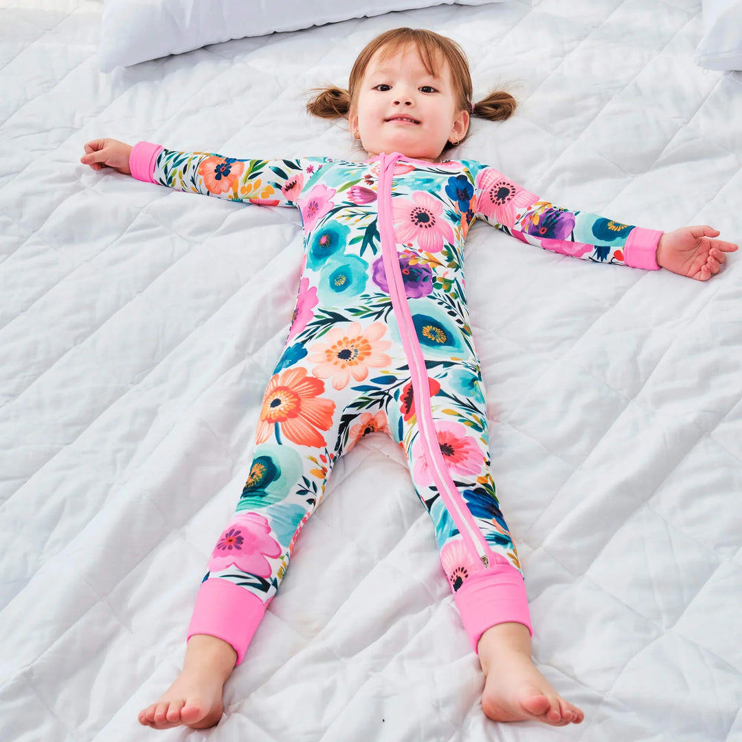 Secret Garden Convertible Zippered Romper , Secret Garden Convertible Zippered Romper - 0-3M