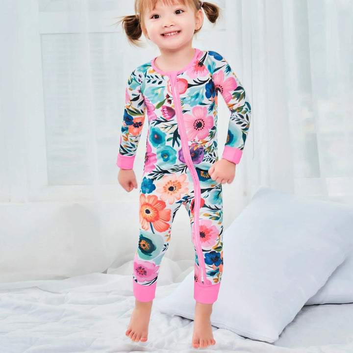Bamboo Convertible Zippered Romper , Bamboo Convertible Zippered Romper - Secret Garden / 0-3M