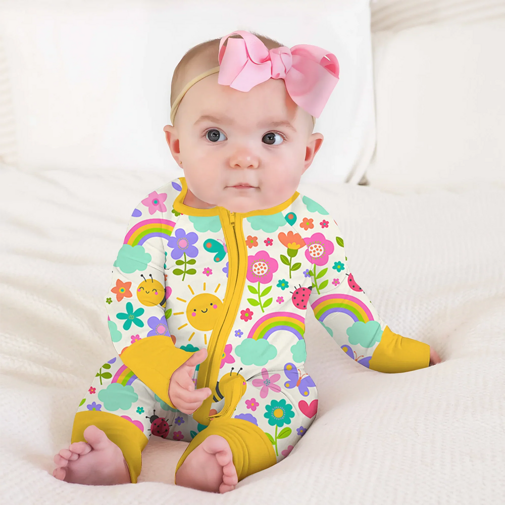 Summer Sunshine Convertible Zippered Romper , Summer Sunshine Convertible Zippered Romper - Newborn