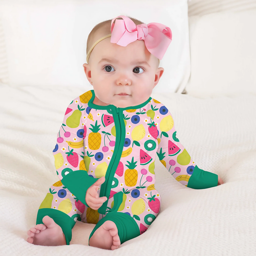 Summer Fruits Convertible Zippered Romper , Summer Fruits Convertible Zippered Romper - Newborn