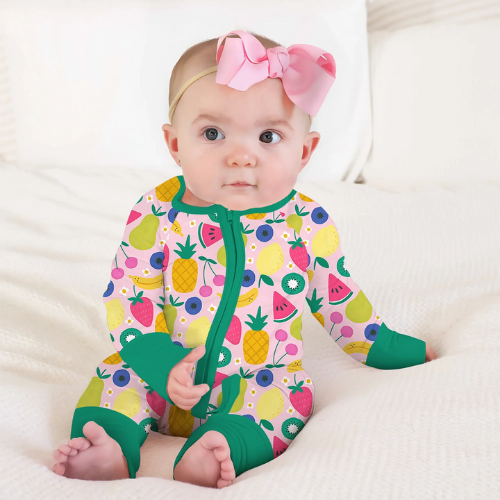 Summer Fruits Convertible Zippered Romper , Summer Fruits Convertible Zippered Romper - Newborn