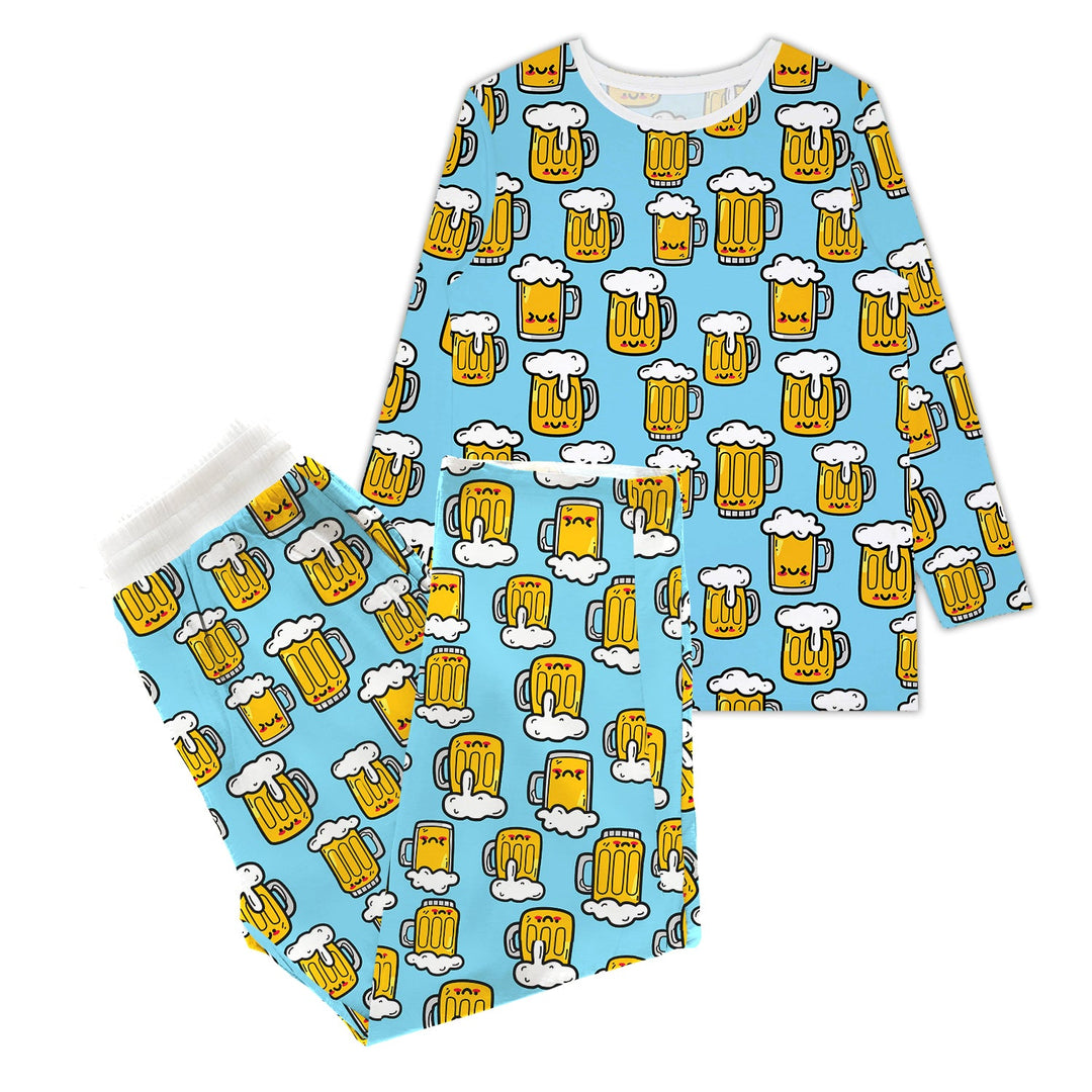 Blue Beer Mugs Women Pajama Set