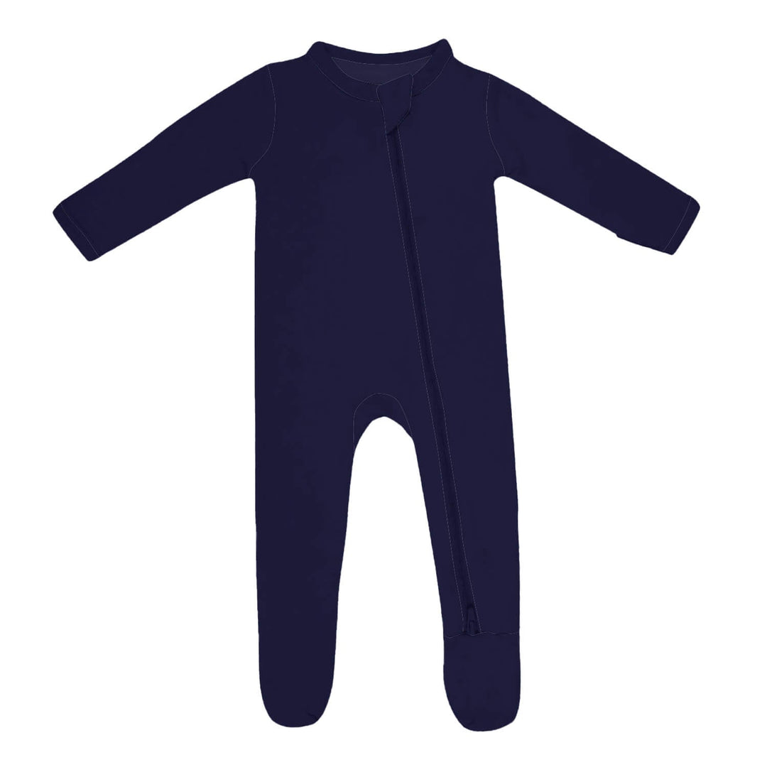 Zippered Footie Romper In Cetacean Blue