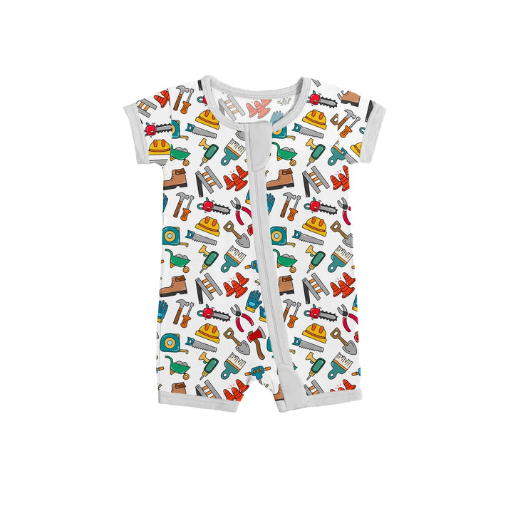 Construction Tools Shorty Zippered Romper , Construction Tools Shorty Zippered Romper - 0-3M