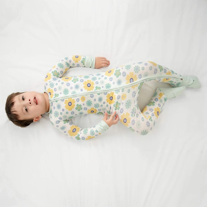 Aqua Floral Convertible Zippered Romper , Aqua Floral Convertible Zippered Romper - Newborn