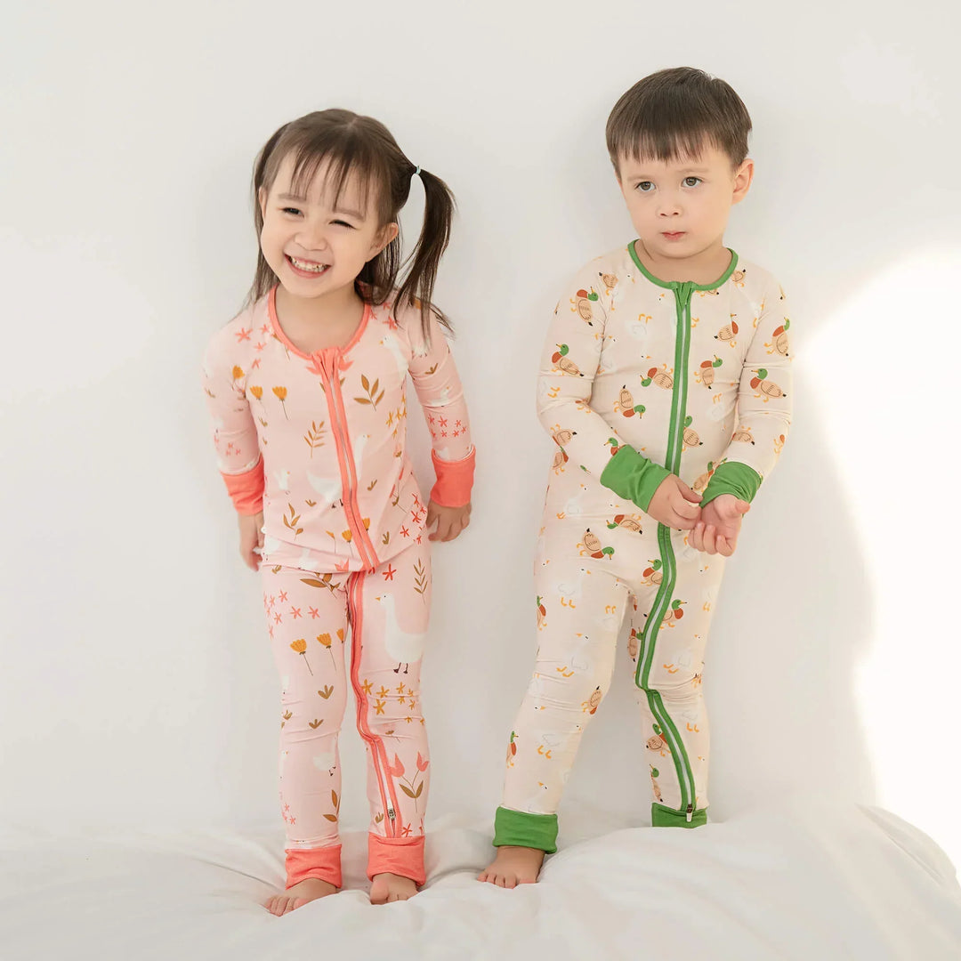 Geese and Ducks Convertible Zippered Romper , Geese and Ducks Convertible Zippered Romper - Newborn