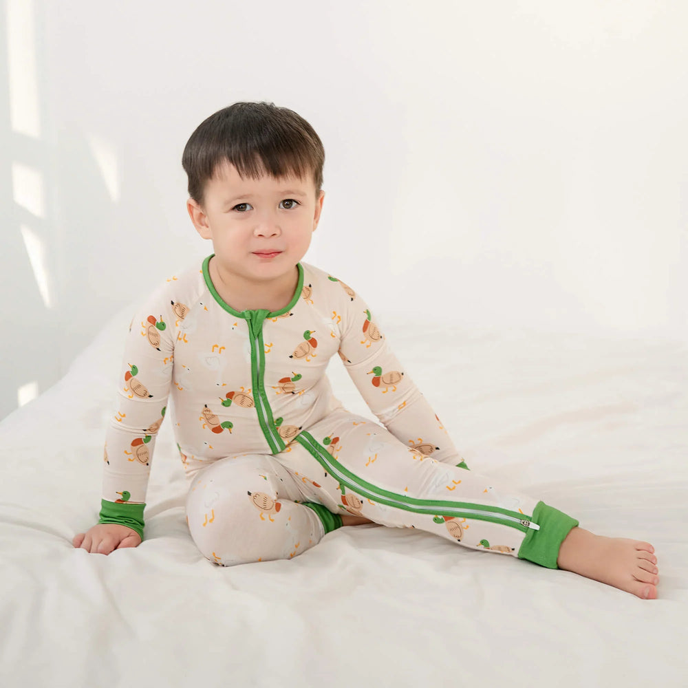 Geese and Ducks Convertible Zippered Romper , Geese and Ducks Convertible Zippered Romper - Newborn