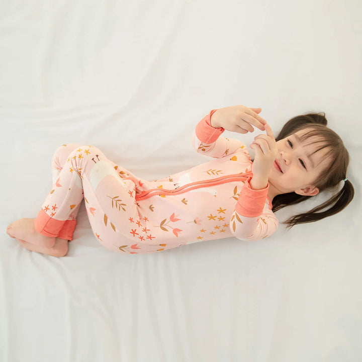 Geese and Flowers Convertible Zippered Romper , Geese and Flowers Convertible Zippered Romper - Newborn