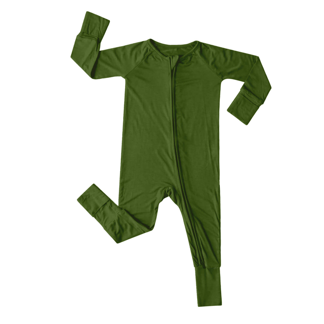 Convertible Zippered Romper in Dark Olive Green