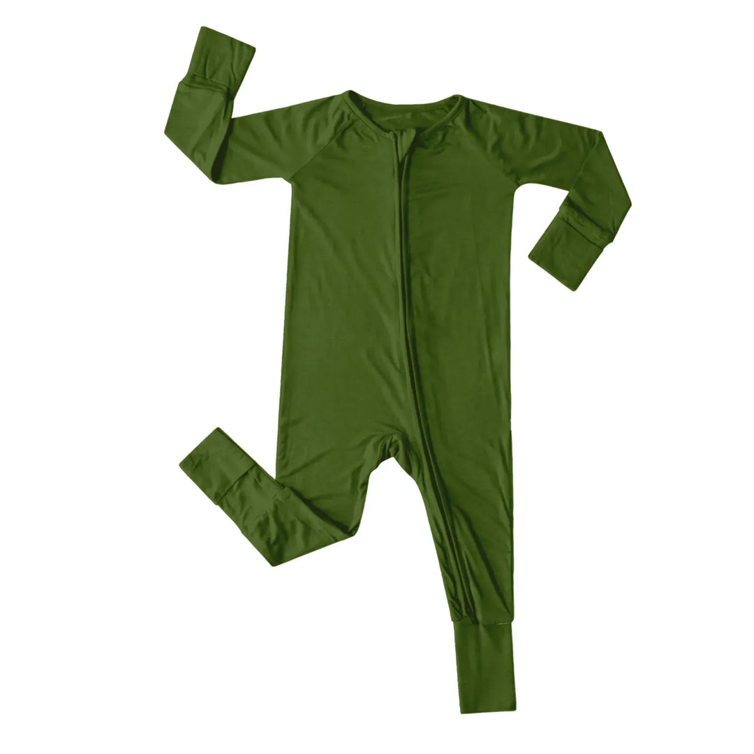 Best-Selling Solid Convertible Zippered Rompers , Best-Selling Solid Convertible Zippered Rompers - Dark Olive Green / Newborn