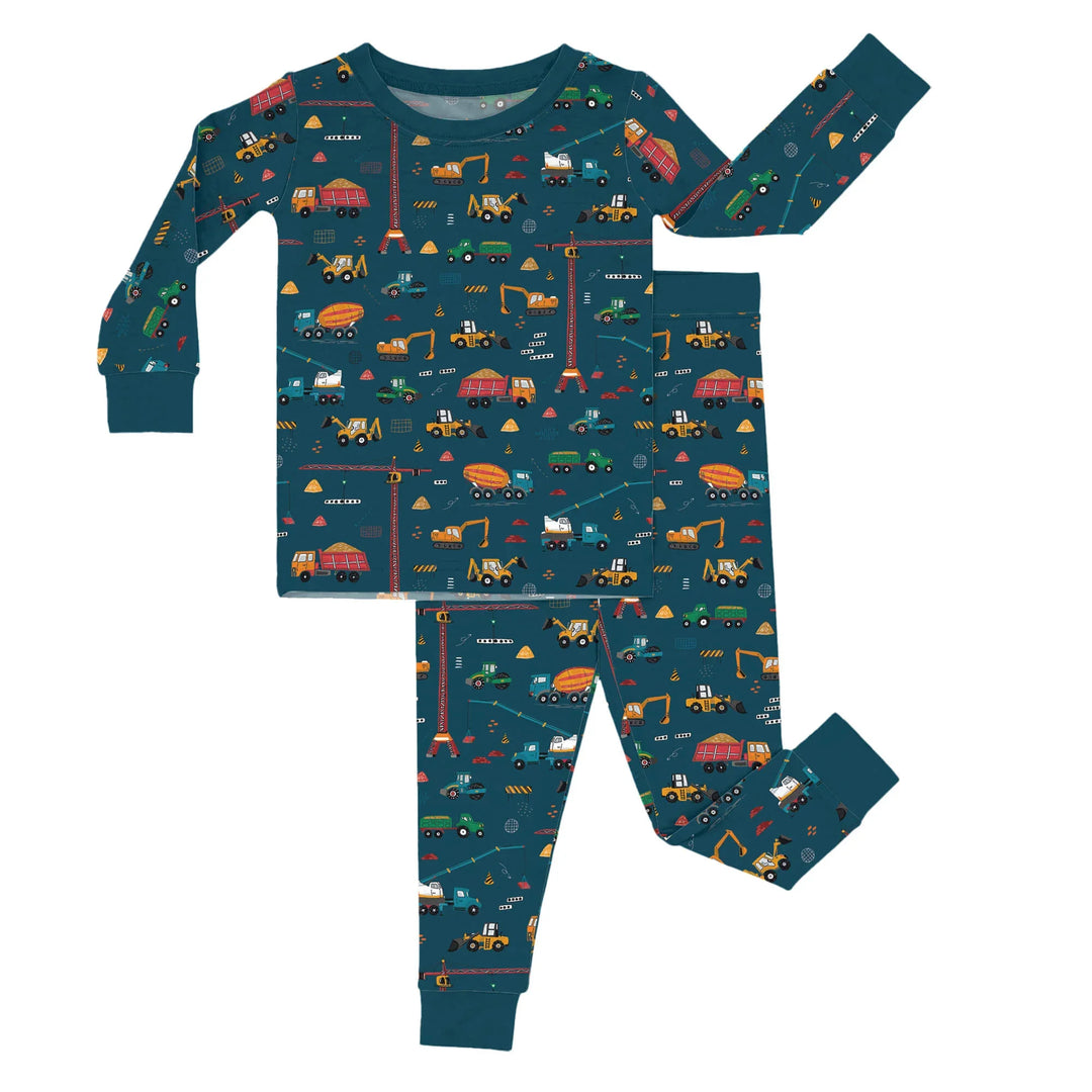 Dark Slate Gray Construction Two-Piece Pajama Set , Dark Slate Gray Construction Two-Piece Pajama Set - 12-18M