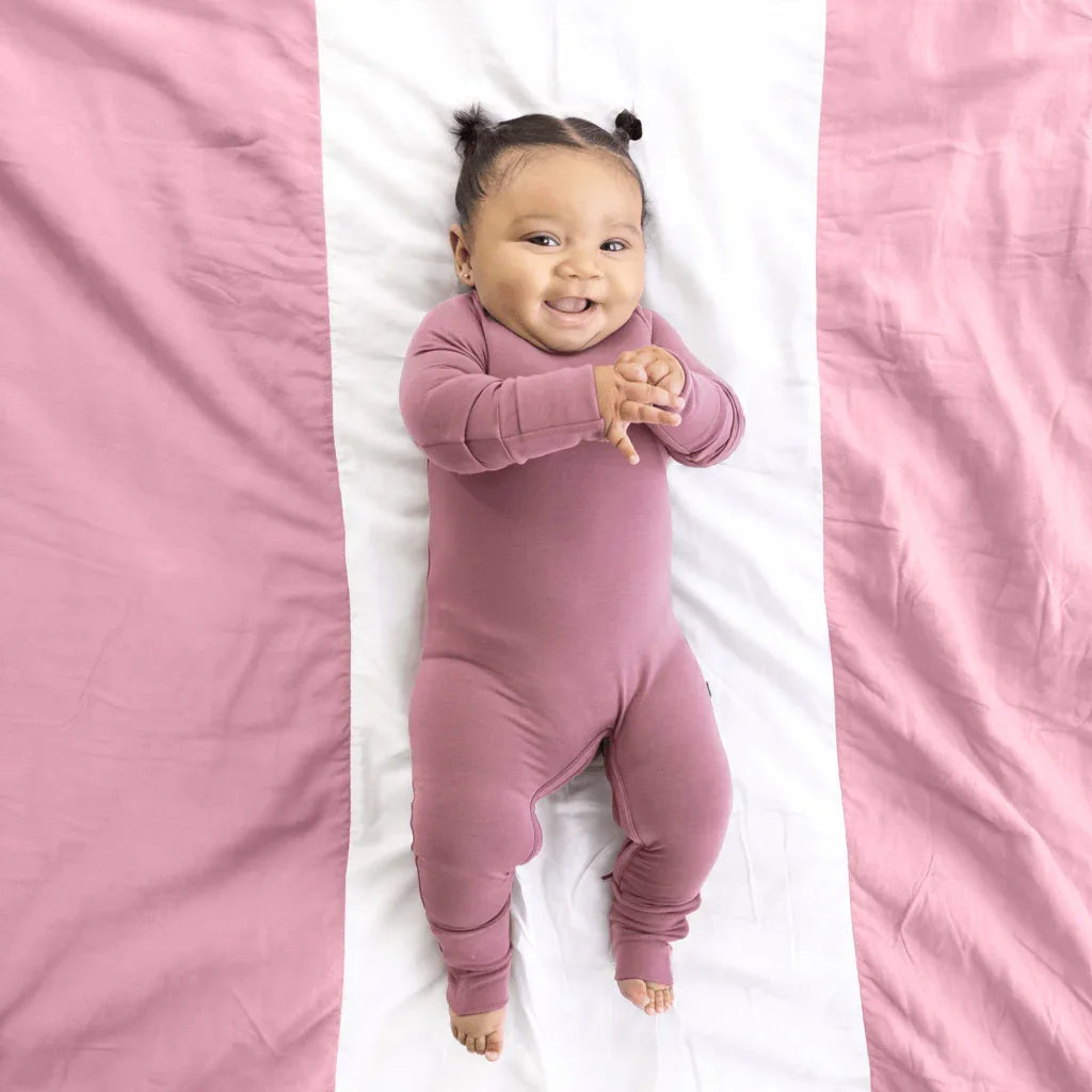 Cozy Crescent Zippered Romper , Cozy Crescent Zippered Romper - Dusty Plum / Newborn