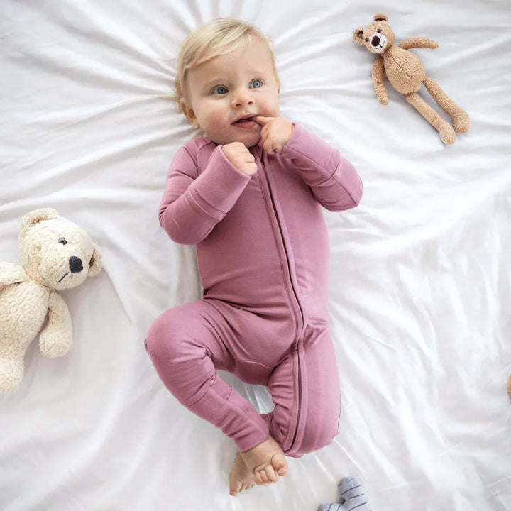 Cozy Convertible Zippered Romper , Cozy Convertible Zippered Romper - Dusty Plum / Newborn