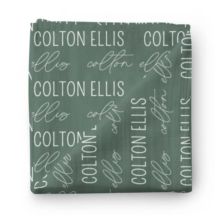 Personalized Baby Name Swaddle Blanket Block & Script , Personalized Baby Name Swaddle Blanket Block & Script - Script / Emerald