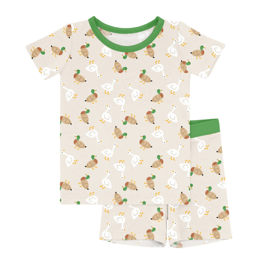 Geese And Ducks Two Piece Short Sleeve Shorts Pajama Set , Geese And Ducks Two Piece Short Sleeve Shorts Pajama Set - 12-18M