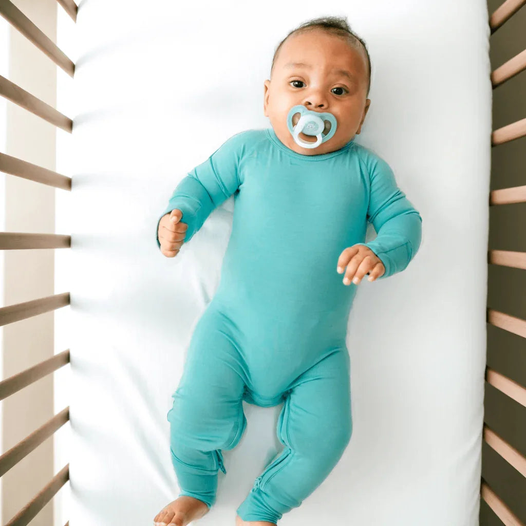 Crescent Zippered Romper , Crescent Zippered Romper - Glacier Turquoise / Newborn