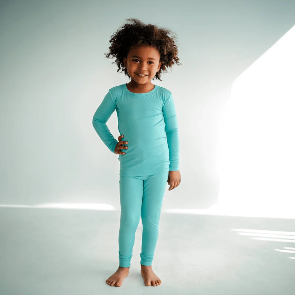 Two Piece Pajama Set , Two Piece Pajama Set - Glacier Turquoise / 12-18M
