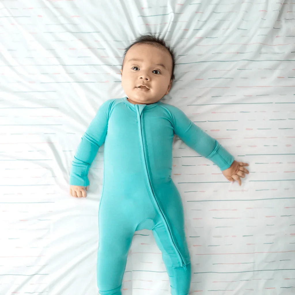 Bamboo Convertible Zippered Romper , Bamboo Convertible Zippered Romper - Glacier Turquoise / 0-3M