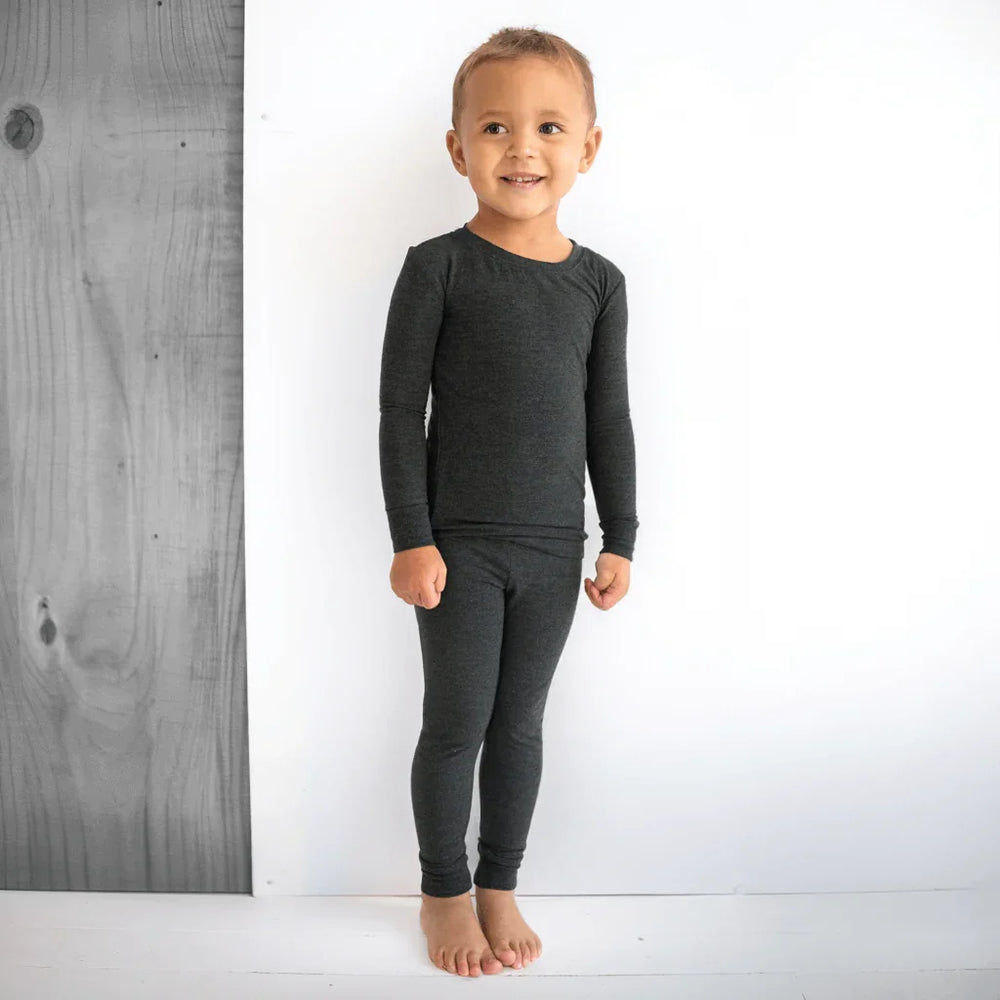 Cozy Two Piece Pajama Set , Cozy Two Piece Pajama Set - Heather Black / 12-18M
