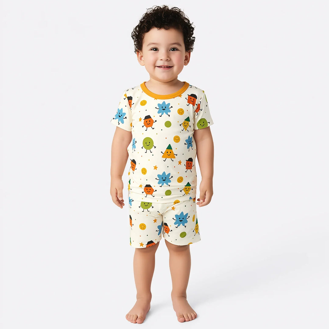 Geo Buddies Two Piece Short Sleeve Shorts Pajama Set , Geo Buddies Two Piece Short Sleeve Shorts Pajama Set - 12-18M