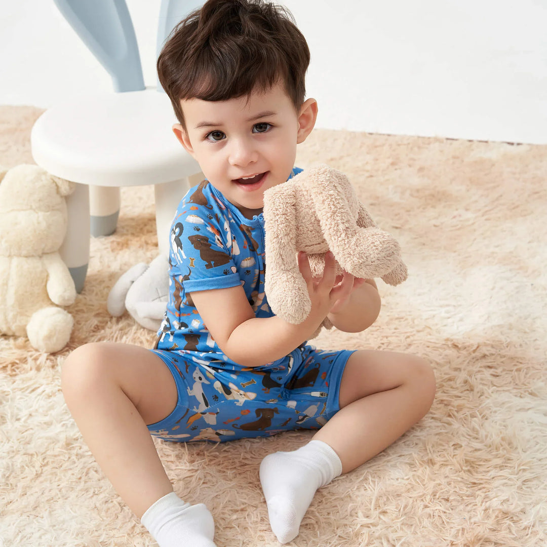 Dapper Dogs Shorty Zippered Romper , Dapper Dogs Shorty Zippered Romper - 0-3M