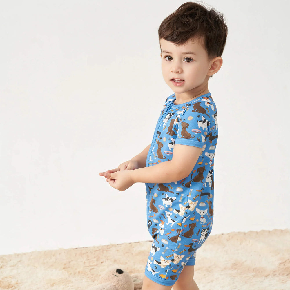 Dapper Dogs Shorty Zippered Romper , Dapper Dogs Shorty Zippered Romper - 0-3M