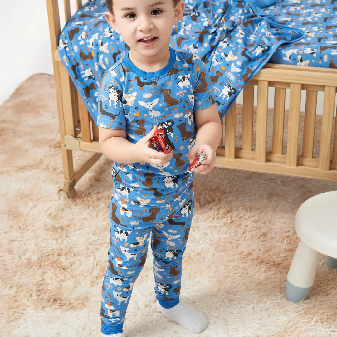 Dapper Dogs Two Piece Short Sleeve Pajama Set , Dapper Dogs Two Piece Short Sleeve Pajama Set - 12-18M