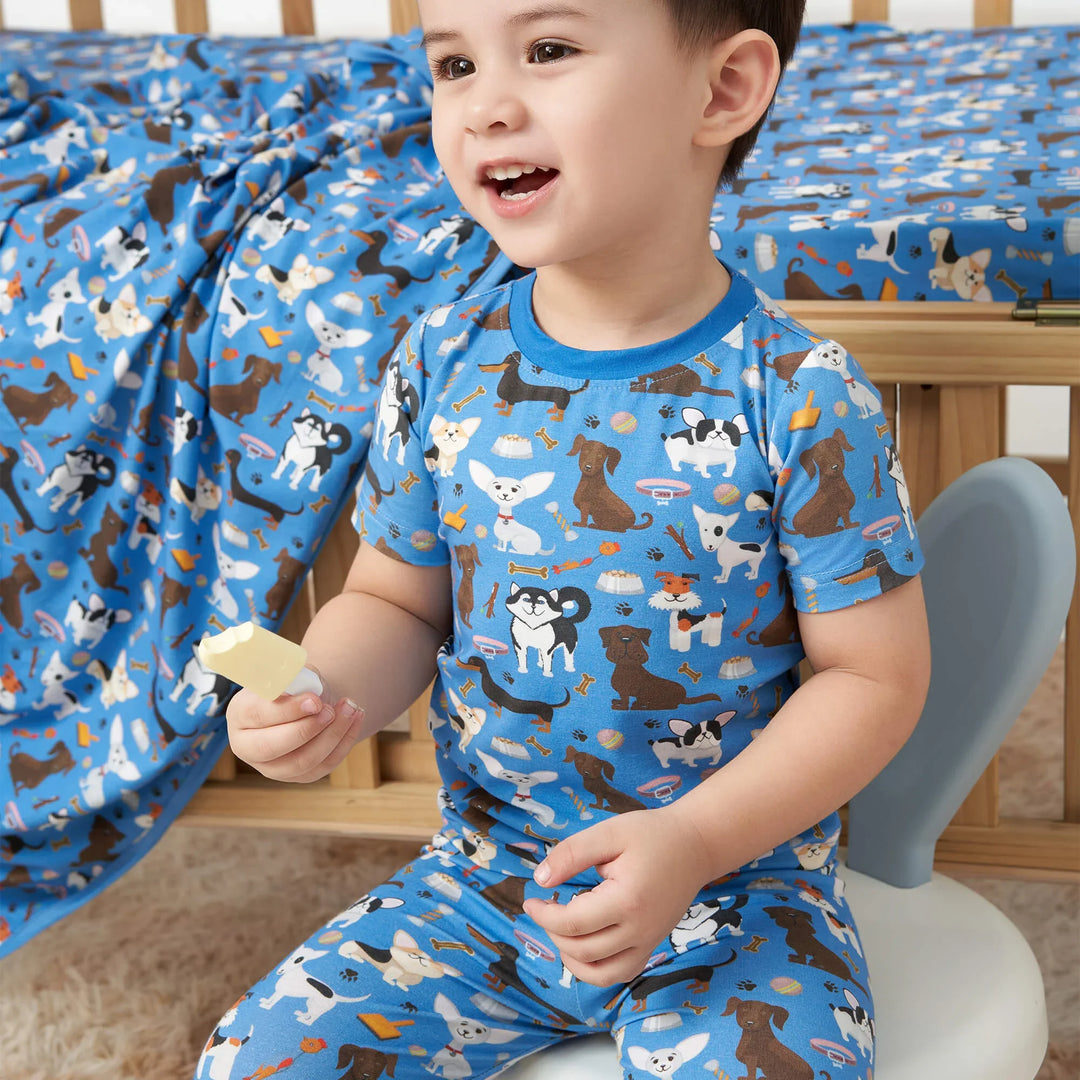 Dapper Dogs Two Piece Short Sleeve Pajama Set , Dapper Dogs Two Piece Short Sleeve Pajama Set - 12-18M