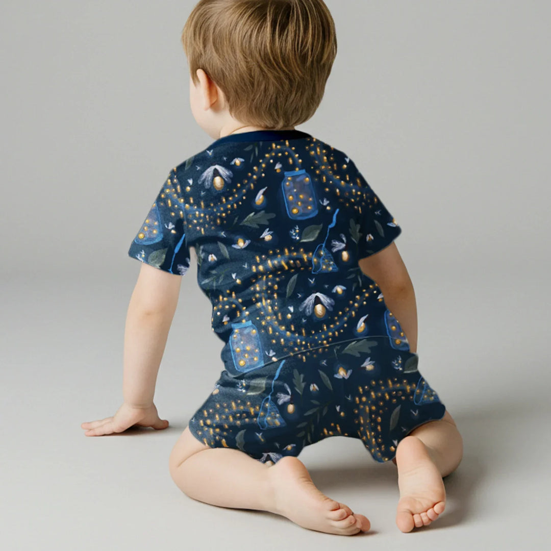 Catching Fireflies Two-Piece Short Sleeve Shorts Pajama Set , Catching Fireflies Two-Piece Short Sleeve Shorts Pajama Set - 12-18M