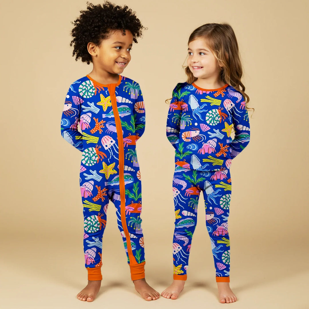 Under the Sea Convertible Zippered Romper , Under the Sea Convertible Zippered Romper - Newborn