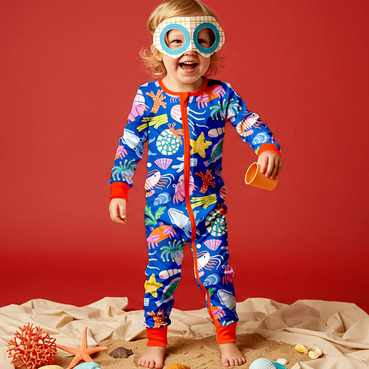 Under the Sea Convertible Zippered Romper , Under the Sea Convertible Zippered Romper - Newborn