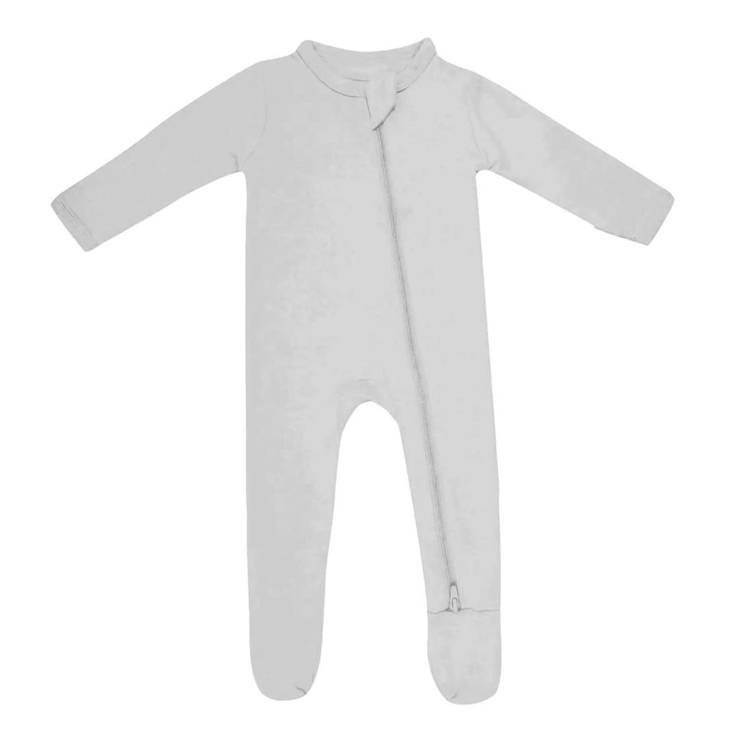 Zippered Footie Romper In Light Gray