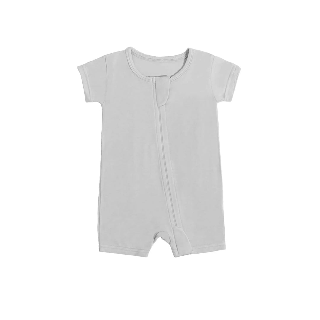 Shorty Zippered Romper in Light Gray