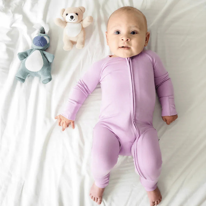 Bamboo Convertible Zippered Romper , Bamboo Convertible Zippered Romper - Light Orchid / 0-3M