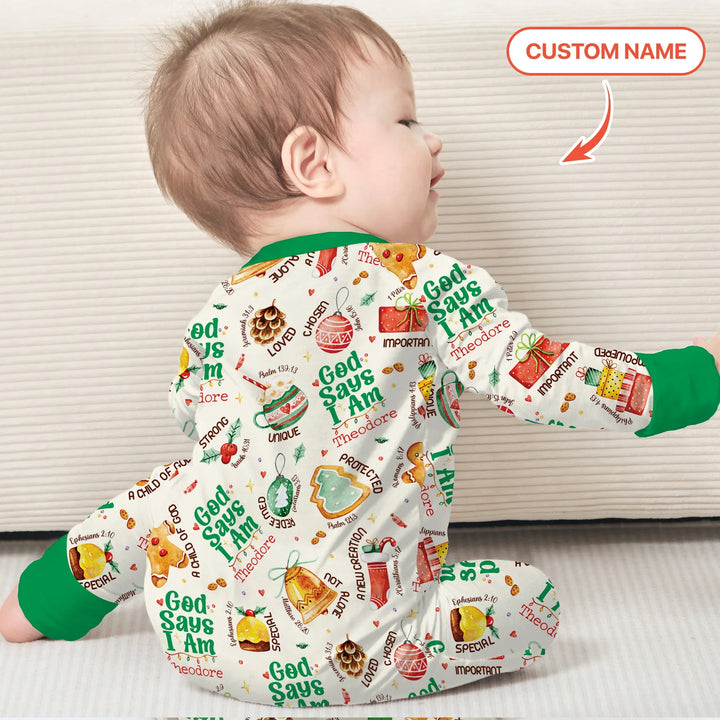 God Says I Am Custom Name Joyful Christmas Convertible Zippy , God Says I Am Custom Name Joyful Christmas Convertible Zippy - 0-3M