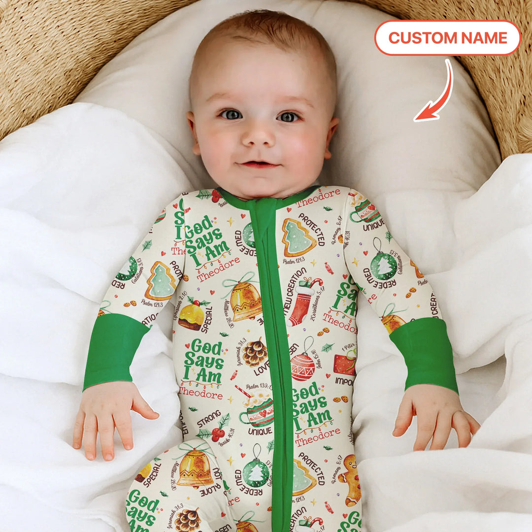 God Says I Am Custom Name Joyful Christmas Convertible Zippy , God Says I Am Custom Name Joyful Christmas Convertible Zippy - 0-3M