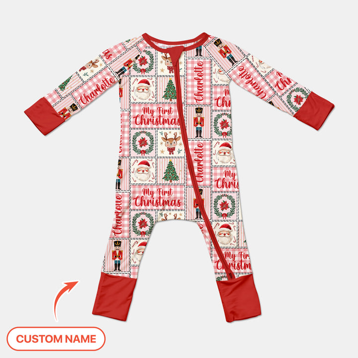 Merry Patchwork Christmas Custom Name Convertible Zippy