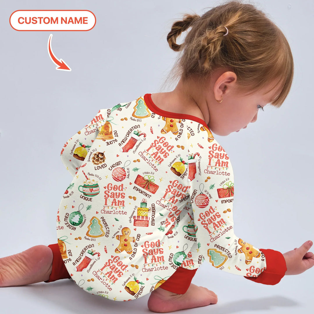 God Says I Am Custom Name Joyful Christmas Convertible Zippy , God Says I Am Custom Name Joyful Christmas Convertible Zippy - 0-3M