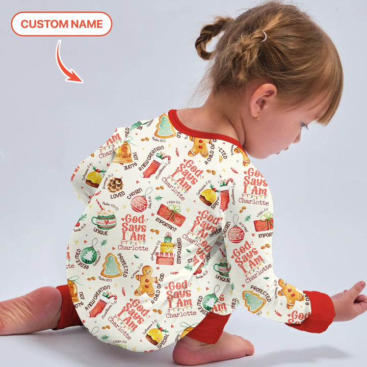 God Says I Am Custom Name Joyful Christmas Convertible Zippy , God Says I Am Custom Name Joyful Christmas Convertible Zippy - 0-3M