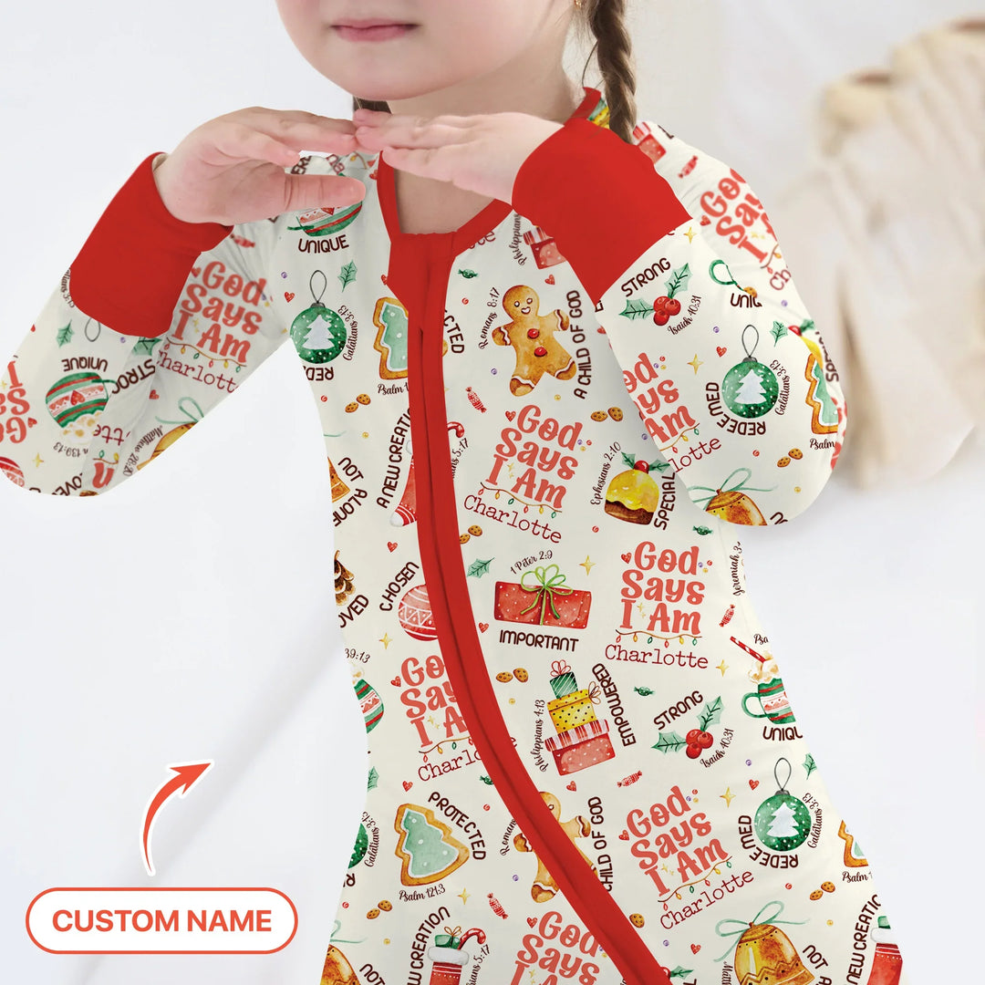 God Says I Am Custom Name Joyful Christmas Convertible Zippy , God Says I Am Custom Name Joyful Christmas Convertible Zippy - 0-3M
