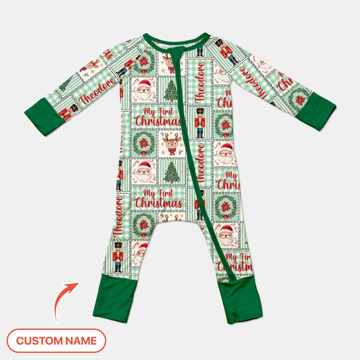 Merry Patchwork Christmas Custom Name Convertible Zippy