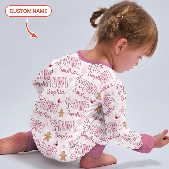Custom Name Mama Mini Matching Christmas Convertible Zippy (Pink) , Custom Name Mama Mini Matching Christmas Convertible Zippy (Pink) - 0-3M