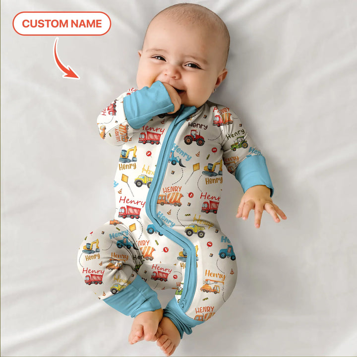 Construction Vehicles Custom Name Convertible Zippy , Construction Vehicles Custom Name Convertible Zippy - 0-3M