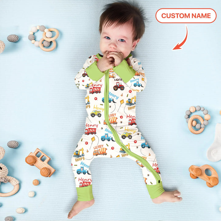 Construction Vehicles Custom Name Convertible Zippy , Construction Vehicles Custom Name Convertible Zippy - 0-3M