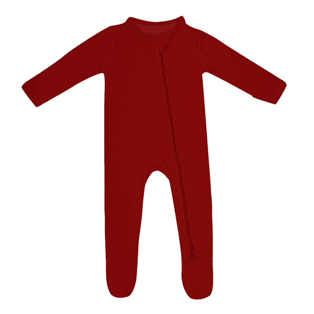 Zippered Footie Romper In Maroon