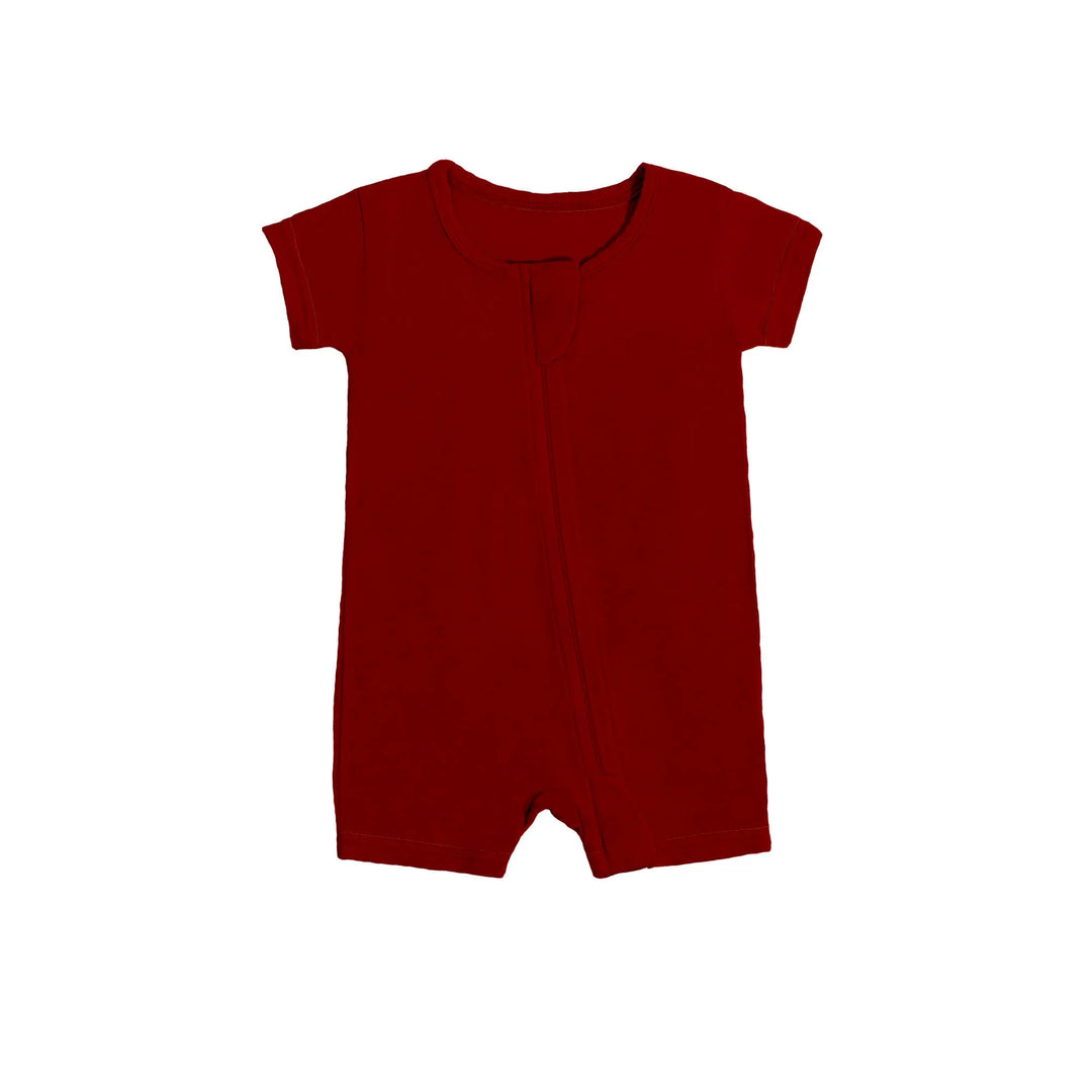 Shorty Zippered Romper in Maroon