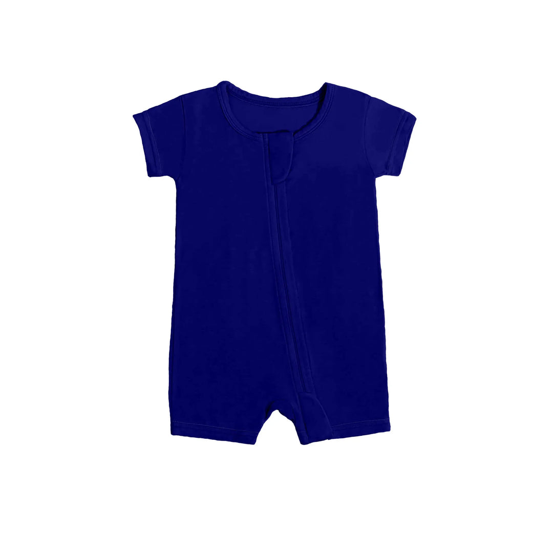 Shorty Zippered Romper in Midnight Blue , Shorty Zippered Romper in Midnight Blue - 0-3M