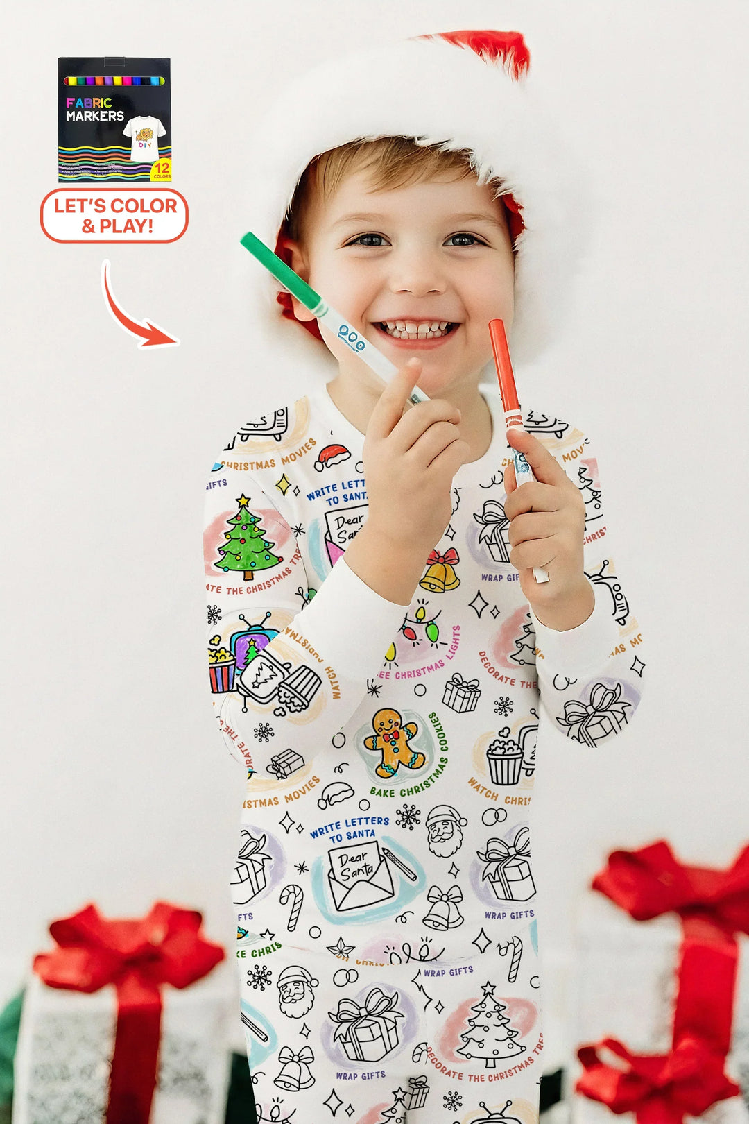 Christmas Activities Colorable Two Piece Long Sleeve Pajama Set